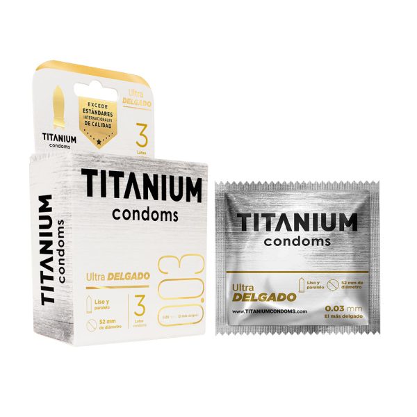 Condones Titanium Ultra Delgado x 3 - Máxima Sensibilidad y Protección